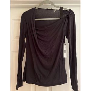 Elise Tahari Asymmetric Drape Front Top - Small